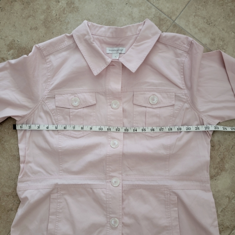 NWOT XL 100% Cotton Button-Front Shirt Jacket in Soft Pink Christopher & Banks - Picture 8 of 14